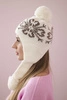 Women's long eared cap Balbina K381 light ecru