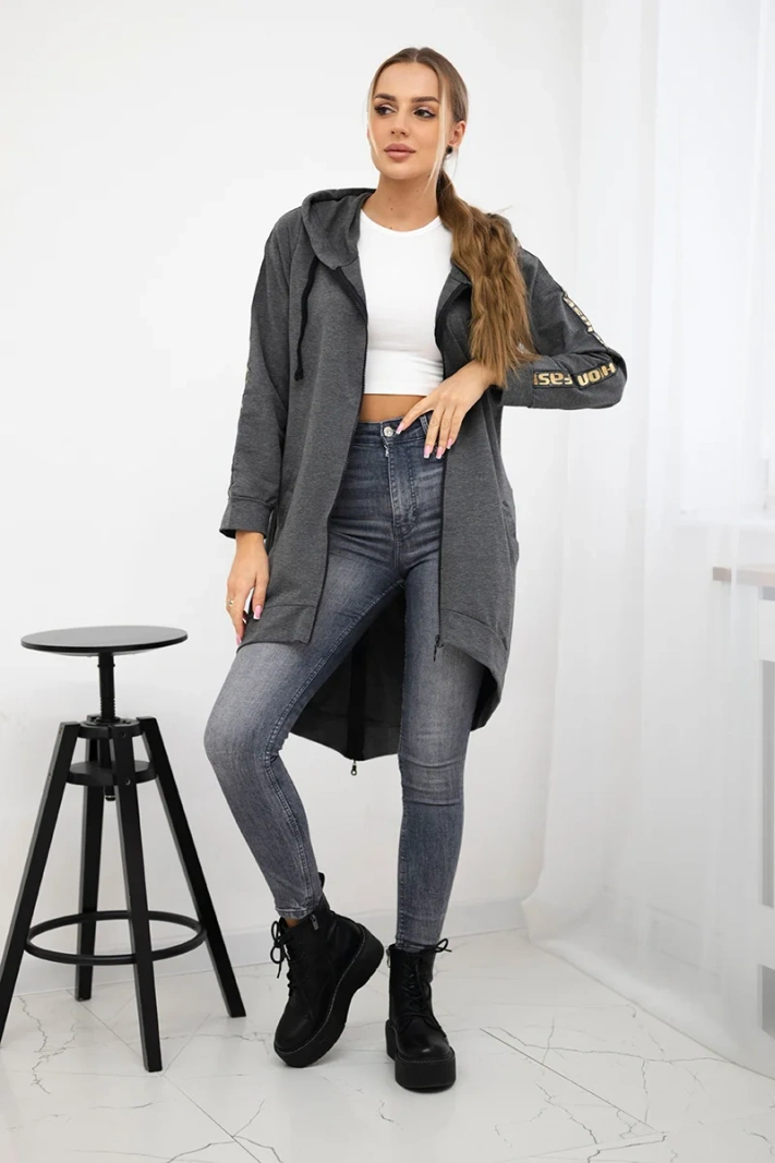 Sweatshirt mit Reißverschluss am Rücken graphit melange