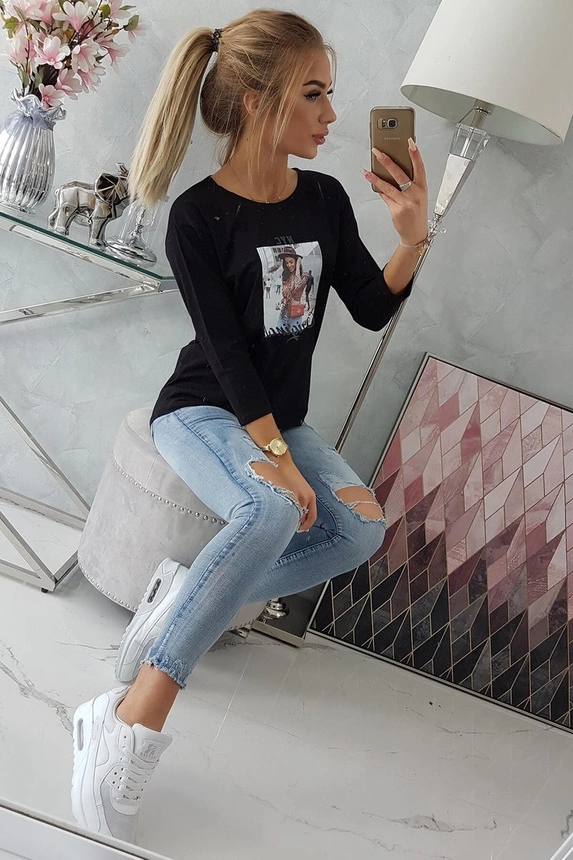 Bedruckte Bluse Original schwarz