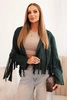 Women's jacket with fringes made of suede dark green