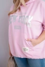 Women's Plus Size viscose hoodie with kangaroo pocket light pink