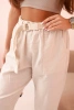Damen Leinen-Baumwollhose mit Gürtel beige