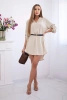 Dress with longer back and belt beige