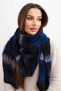 Damen Schal aus weichem und warmem Wollmaterial in bunten Streifen KN19 blau