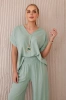 Set with necklace blouse + pants dark mint