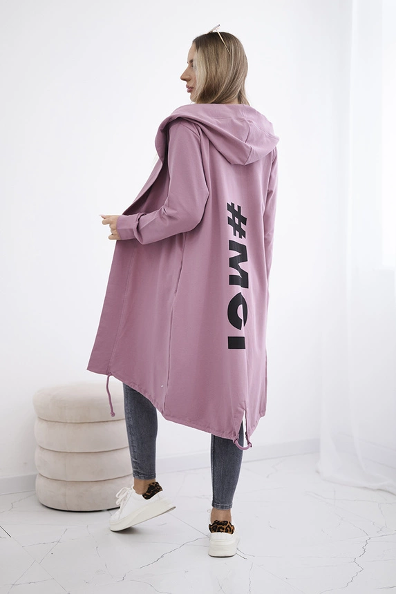 Cardigan with print oversize dark pink