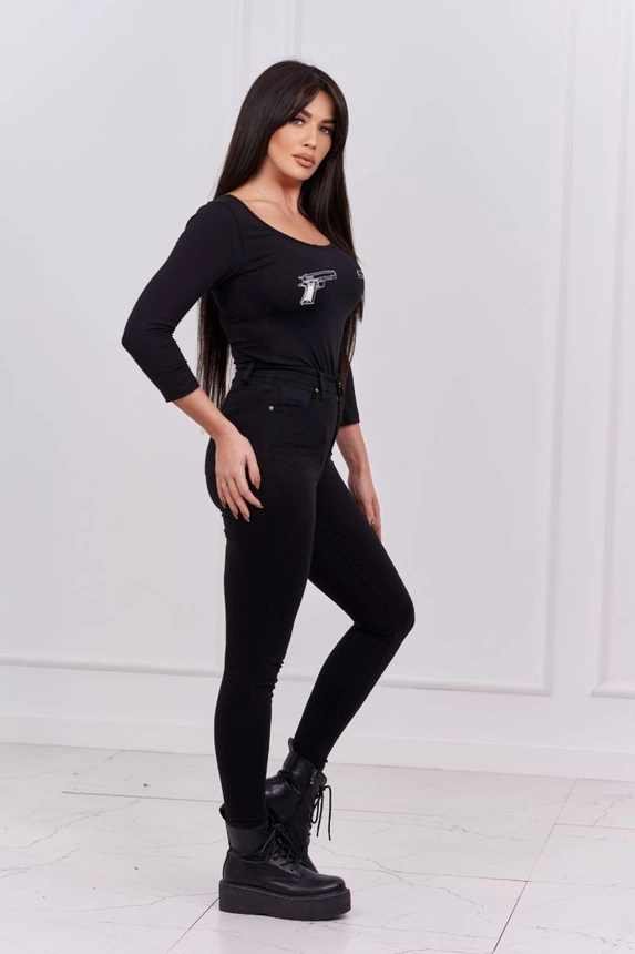 Body blouse with pistols print black