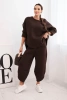 Women's tracksuit set made of thicker material with wide legs brown