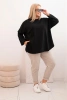 Damenbluse Plus Size aus Baumwolle mit Tasche und hochgerollten Ärmeln schwarz