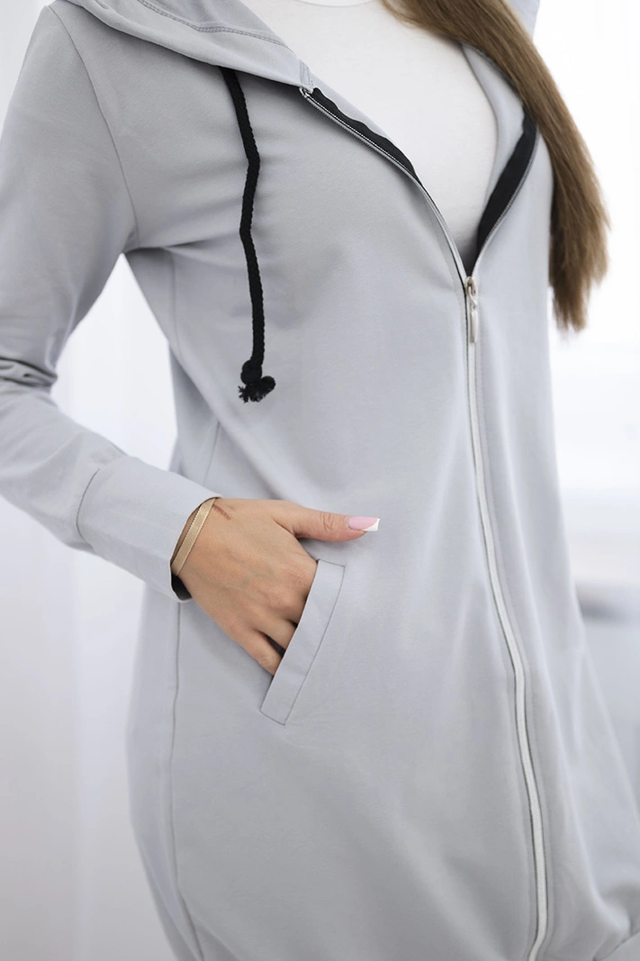 Kleid Sweatshirt mit Kapuze grau