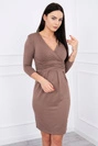 Dress fitted with a cut under the bust cappuccino