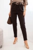 Women's viscose pants with a belt and tapered leg brown