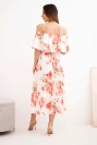Damenkleid aus Viskose Carmen mit Blumen rot
