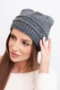 Women's winter hat made of wool with a woven pattern K428 graphite