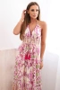 Women's viscose dress with straps with a deep neckline violet