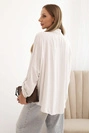 Women's shirt with viscose, decorative buttons, and collar beige