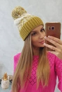 Moteriška kepurė su pomponu Abigail K326 kiwi+ecru