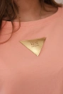Baumwollbluse mit Schleife Aprikose
