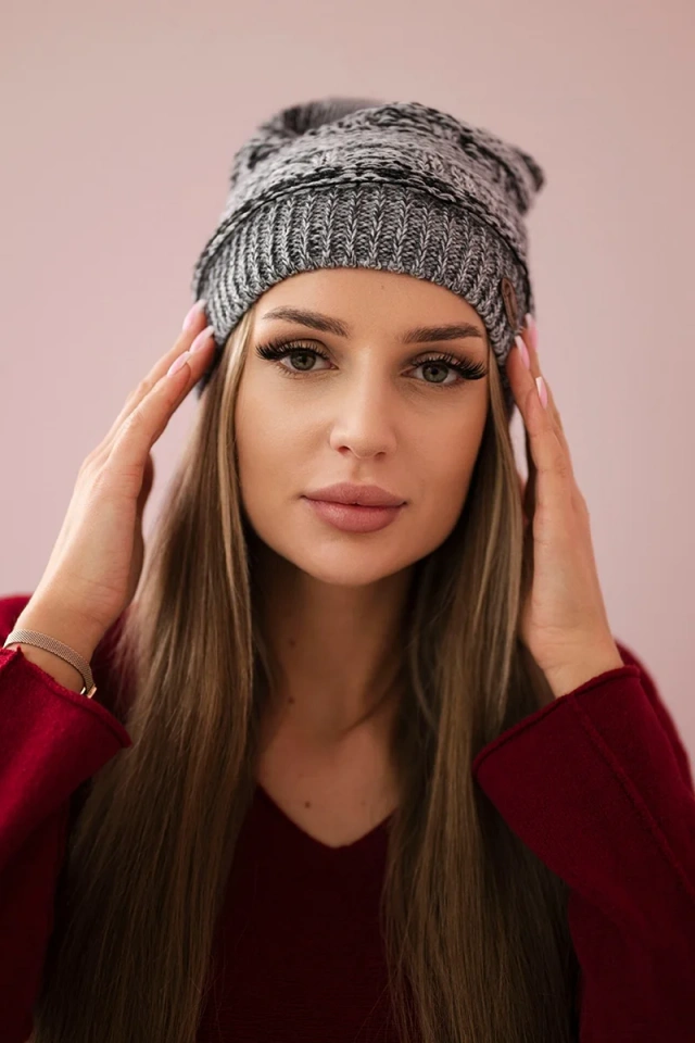 Cap with fleece Patrycja K254 black + gray