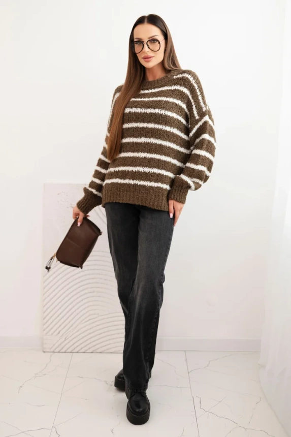 Women's striped sweater with wool in a loose fit fango