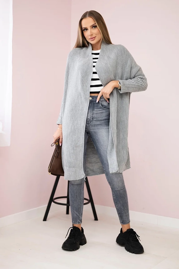 Sweater with batwing sleeve light gray
