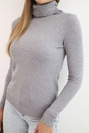 Damenpullover aus Viskose mit Rollkragen und langen Ärmeln grau