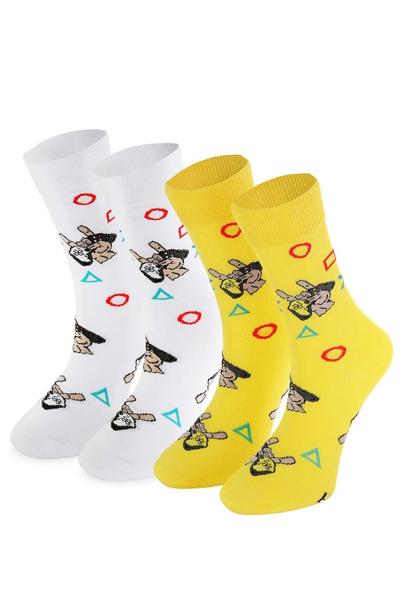 Unisex-Socken mit Spieler-Motiv – Set mit 2 Paaren in originaler Verpackung