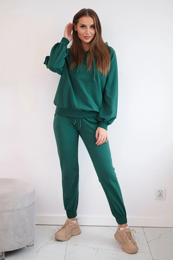 Grünes Sweatshirt-Set mit Kapuze