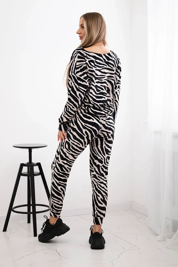 Zebra velurová souprava černá+béžová