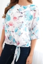 Women's floral blouse with tie at the hem mint
