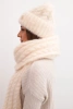 Women's set cap and scarf ribbed with decoration ecru