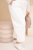 Dámske bavlnené nohavice Plus Size s voľným strihom a vysokým pásom ecru