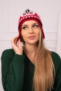 Czapka damska Maryla K406 czerwony+biały+czarny