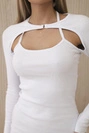 Gestreiftes tailliertes Kleid weiß