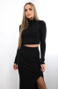 Ribbed Set Blouse + Skirt black