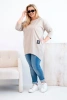 Damenbluse Plus Size mit längerem Rückenteil und langen Ärmeln dunkel beige