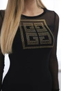 Strickkleid mit Tüllärmeln schwarz