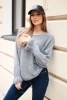 Women's mohair sweater with ruched sleeves and a back cutout gray