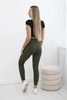 Gestreifte Leggings mit hoher Taille, khaki