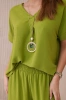 Komplet s náhrdelníkem halenka + kalhoty kiwi
