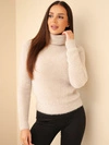 A sweater women's with turtleneck and long sleeve beige