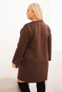 Dámské šaty Plus Size máslo s kapsou a rukávem 3/4 hnědá