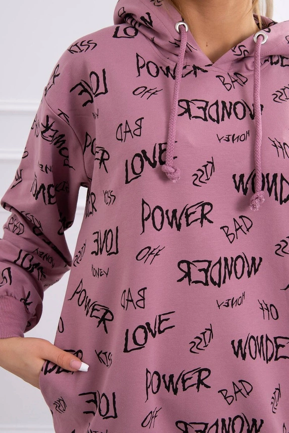 Sweatshirt with inscriptions dark pink
