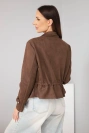 Women's suede jacket with pockets and a drawstring waist brown