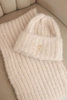 Women's set hat and long scarf made of soft yarn light powder pink