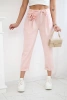 Punto trousers with decorative flower powder pink