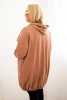 Dámská mikina Plus Size bavlněná s kapucí a zipem cappuccino