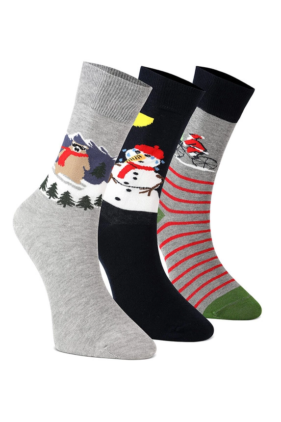 Kalėdinės unisex kojinės dovanai – 3 porų mišinio rinkinys spalvos