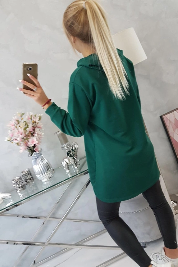 Sweatshirt mit längerem Rücken und Kapuze grün