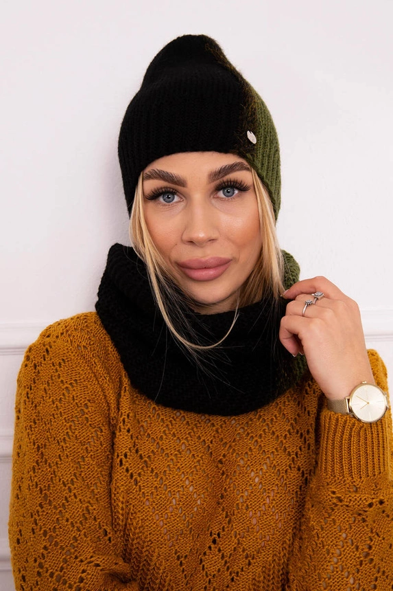 Dámská tříbarevná souprava P103 black+khaki